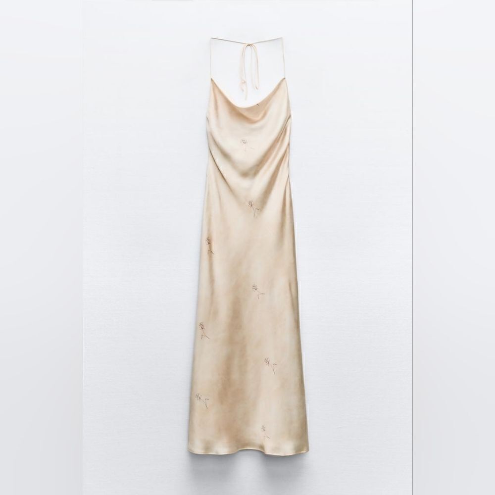 Zara SATIN EFFECT PRINT DRESS - Picture 8 of 11
